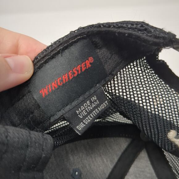 Winchester Snapback Trucker Hat Gray One Size Adjustable Embroidered Mesh Back - Picture 9 of 9